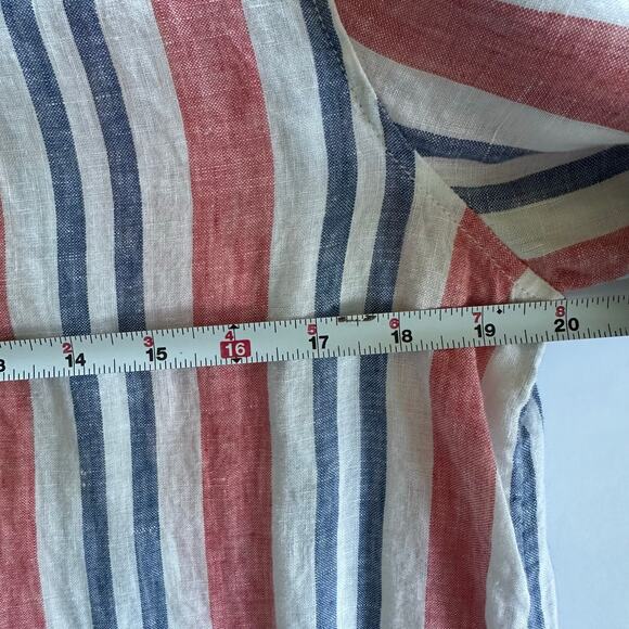 Artisan NY Large 100% Linen Button Tunic Striped Coastal Preppy Resort Wear - Picture 7 of 8